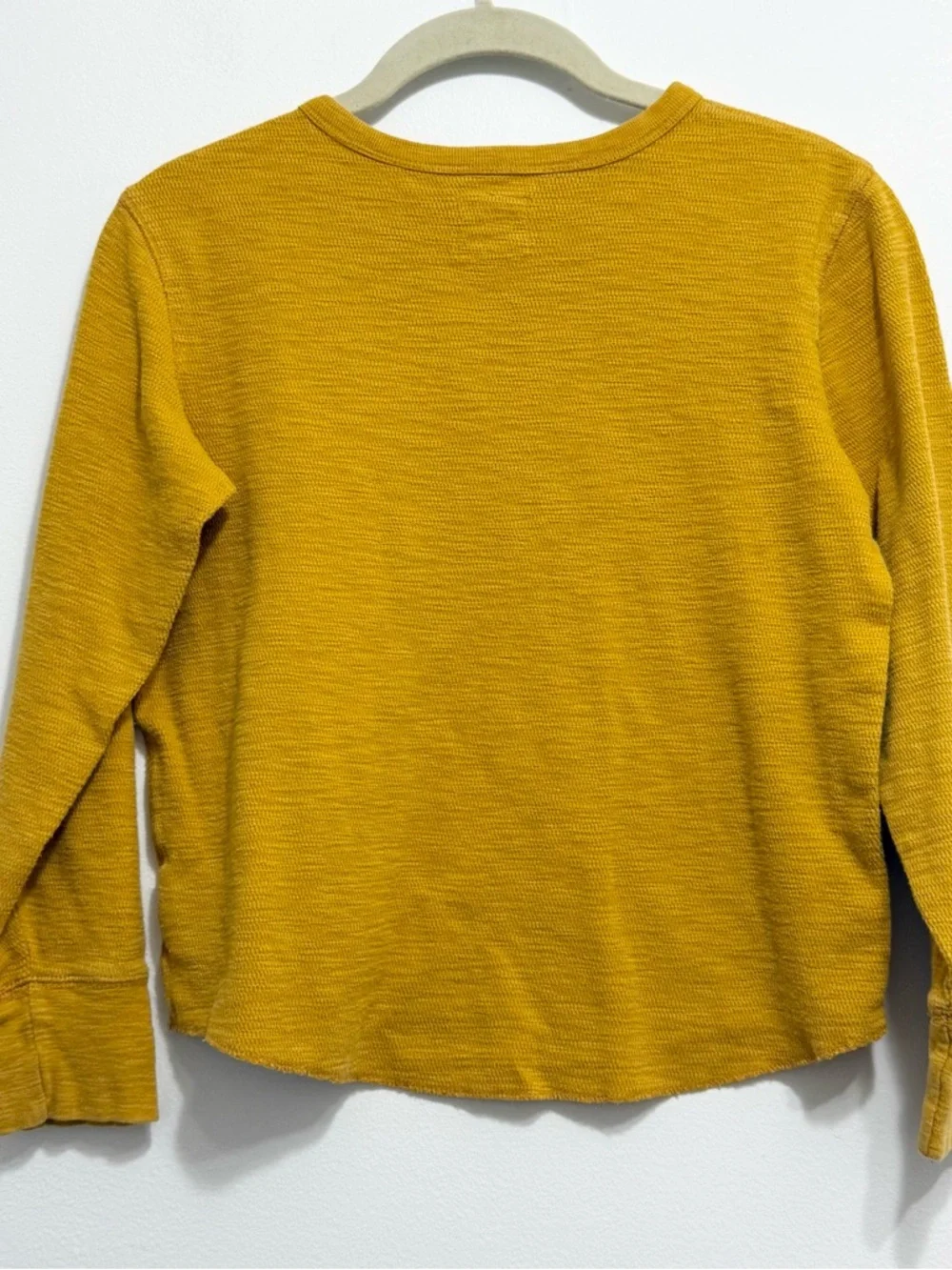 GAP Kids Mustard Yellow Thermal Waffle Knit Long Sleeve Top L 10-11